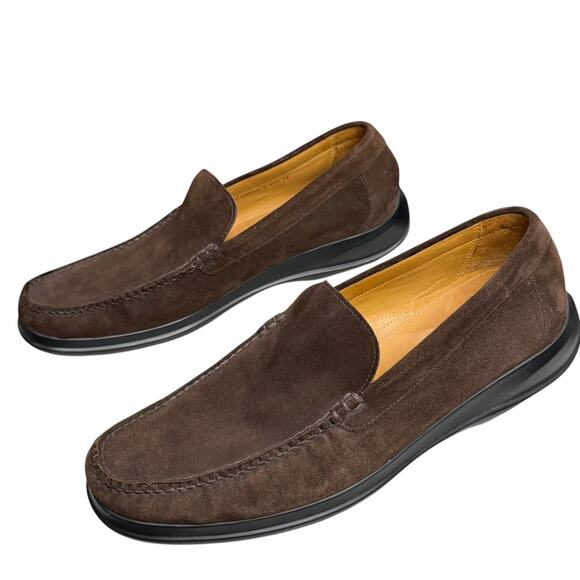 Cole Haan Suede Loafer Shoes Mens 11.5 Brown Leather Moc Toe Classic Comfort - Picture 2 of 14